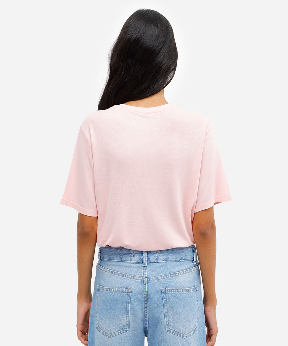 camiseta feminina de viscose hello kitty com amarração rosa