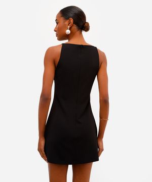 vestido curto feminino alça fina decote quadrado preto