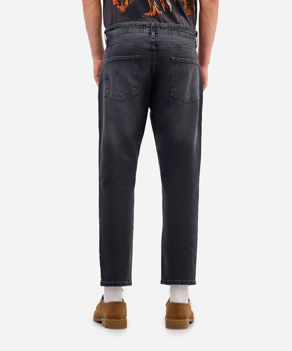 calça slim cropped masculina jeans preta