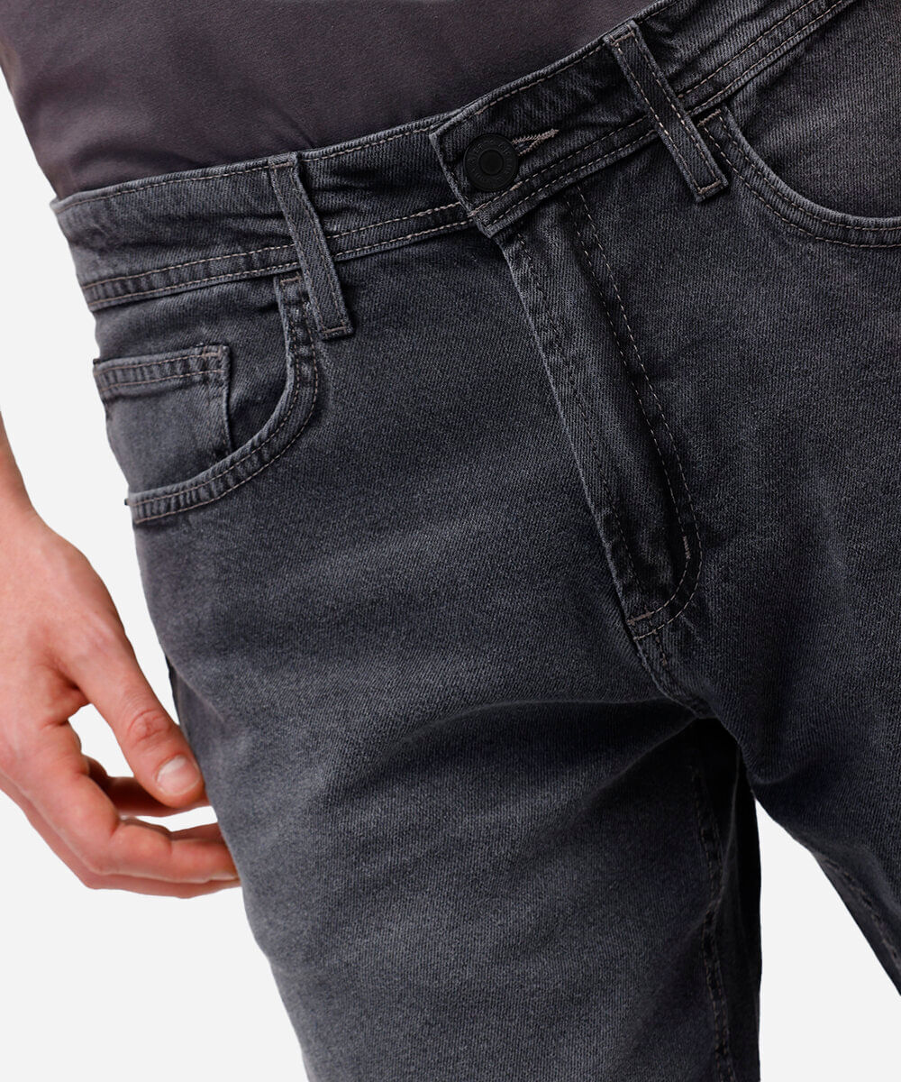 calça slim cropped masculina jeans preta