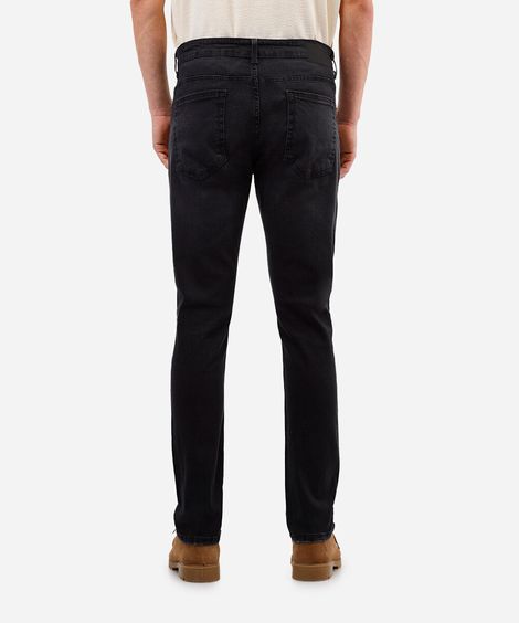calça slim masculina jeans destroyed preta