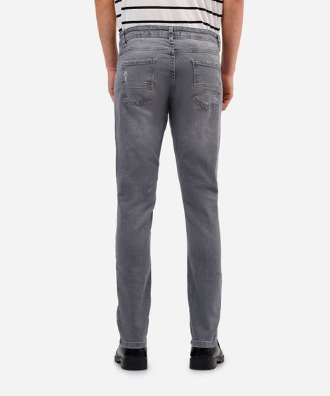 calça skinny masculina jeans destroyed cinza