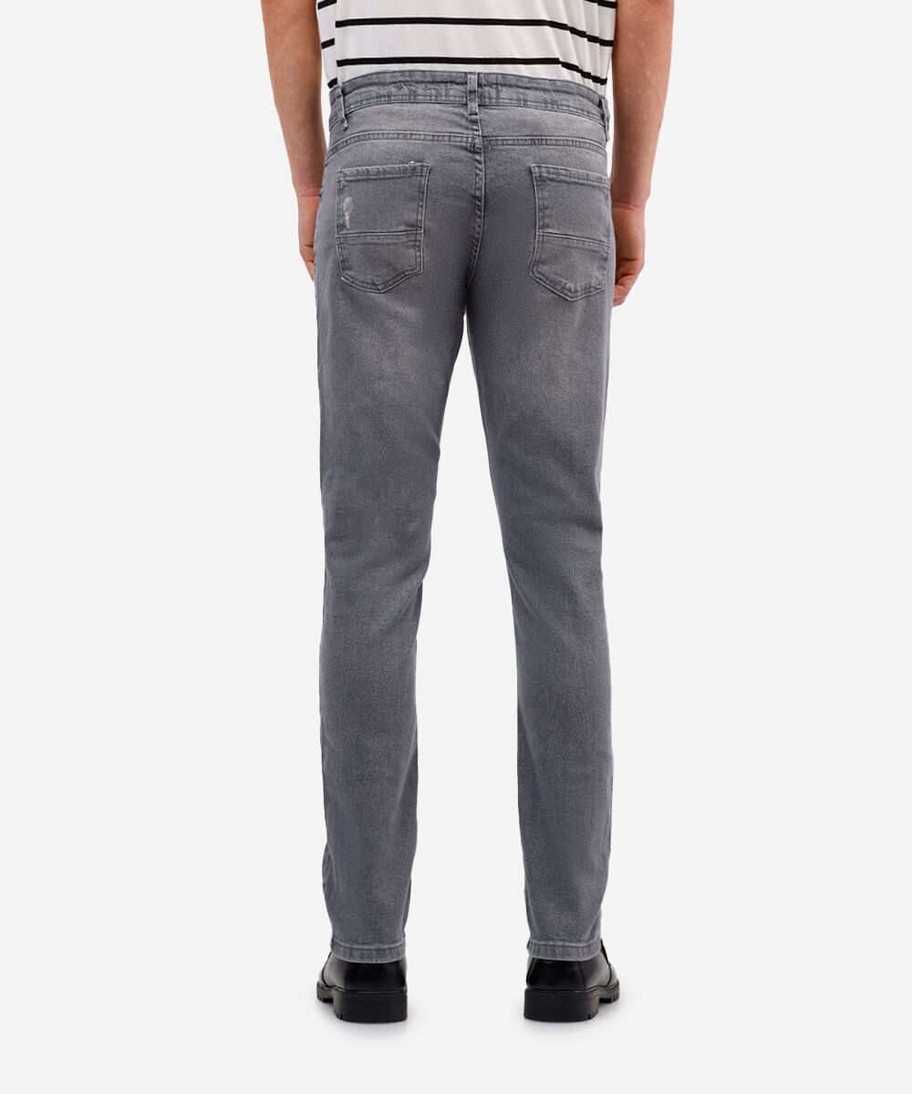 calça skinny masculina jeans destroyed cinza