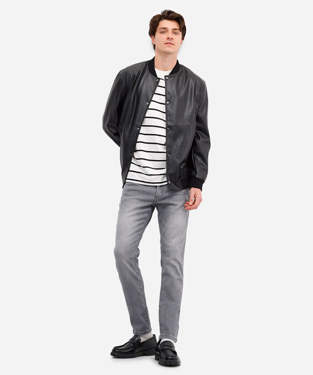 calça skinny masculina jeans destroyed cinza