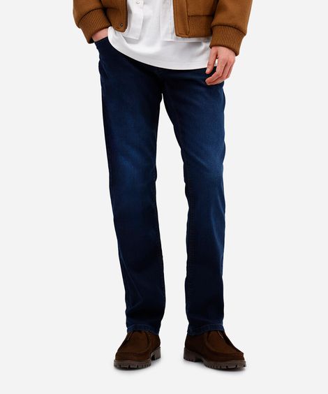 calça reta masculina jeans azul