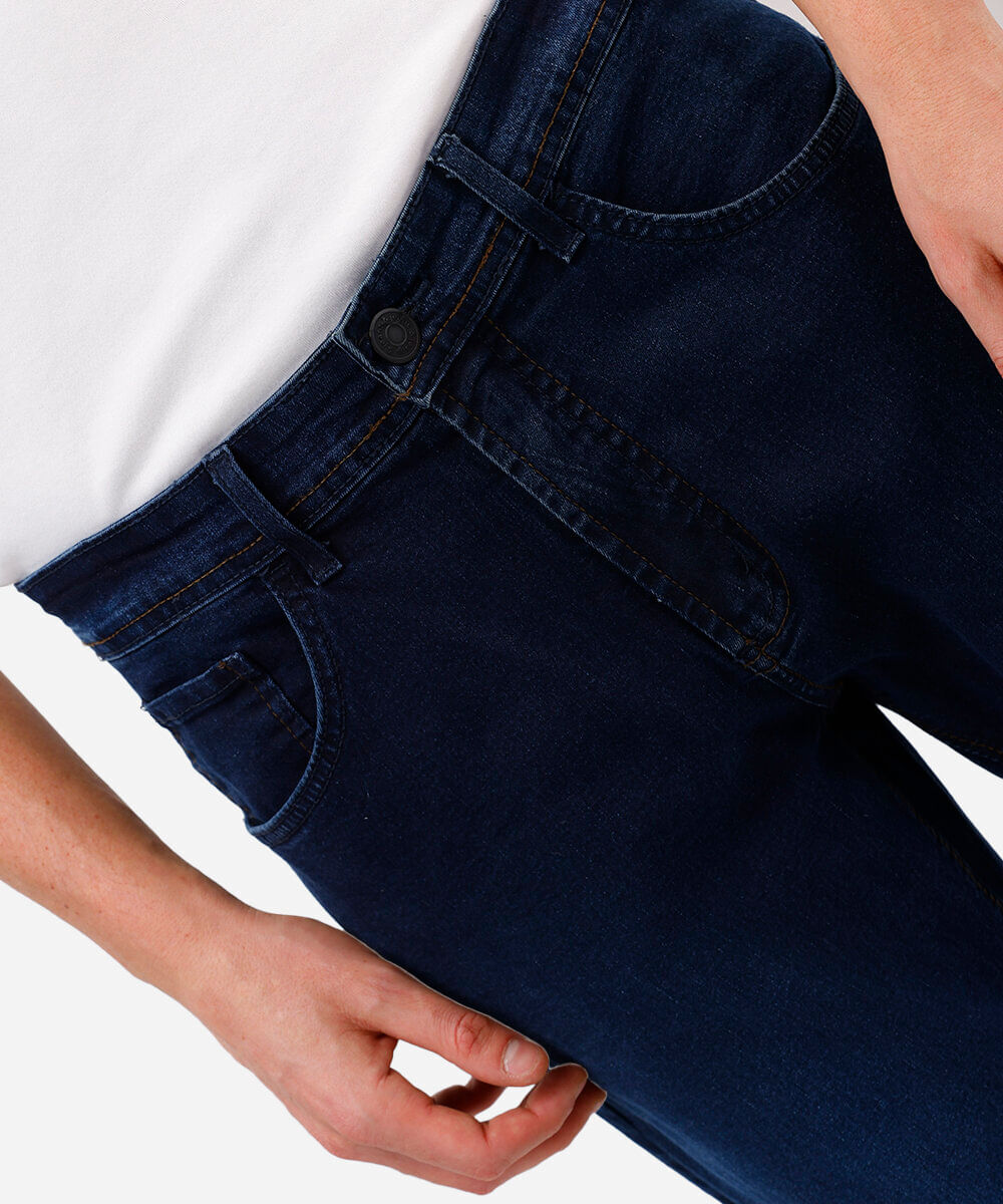 calça reta masculina jeans azul