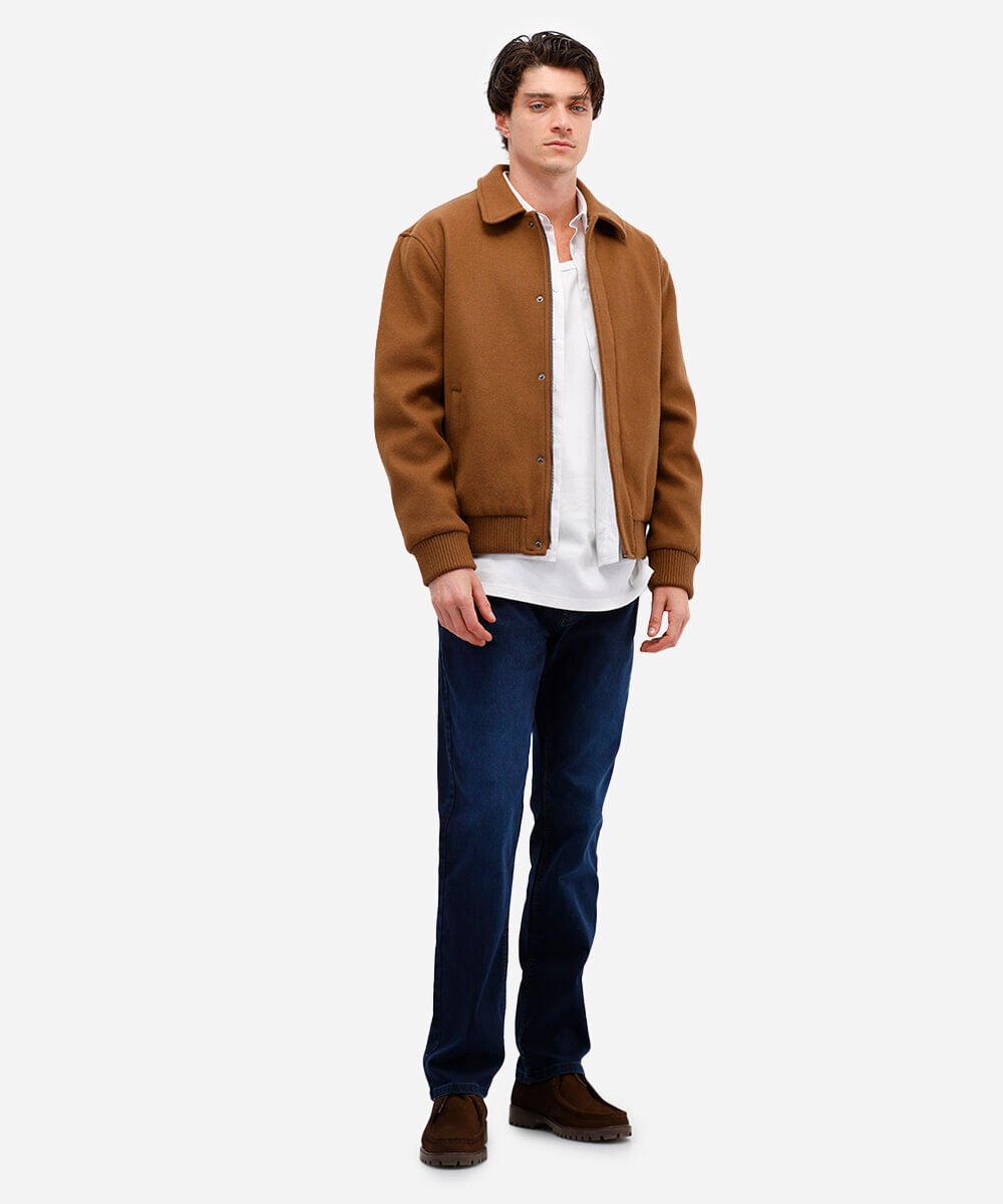 calça reta masculina jeans azul