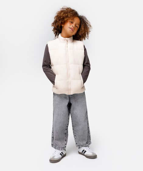 calça baggy infantil jeans marmorizada cinza