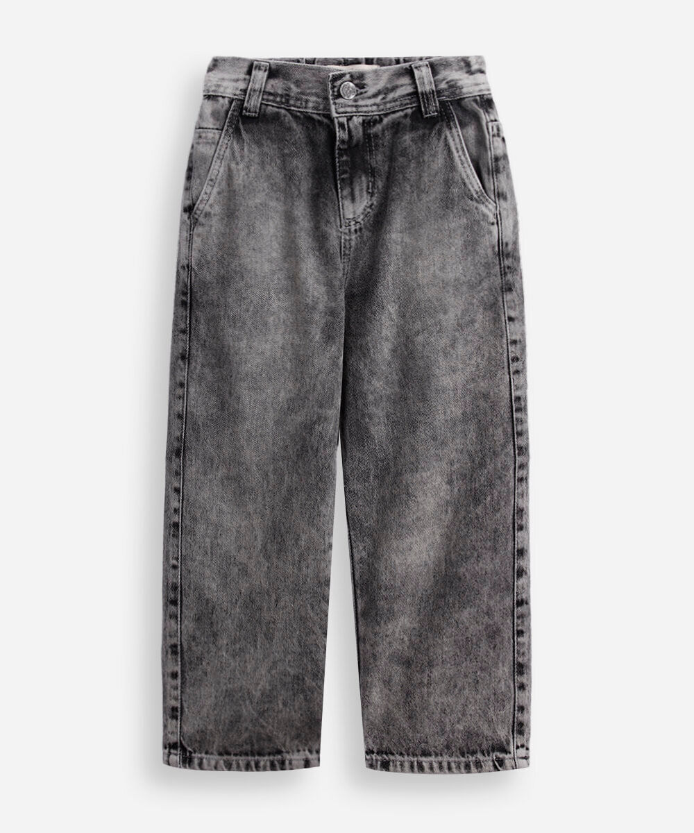 calça baggy infantil jeans marmorizada cinza