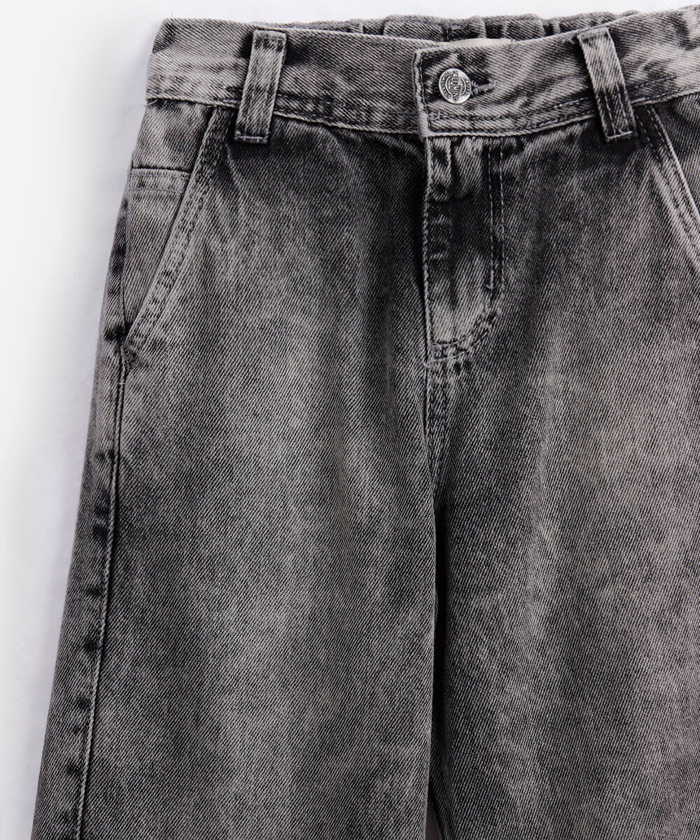 calça baggy infantil jeans marmorizada cinza