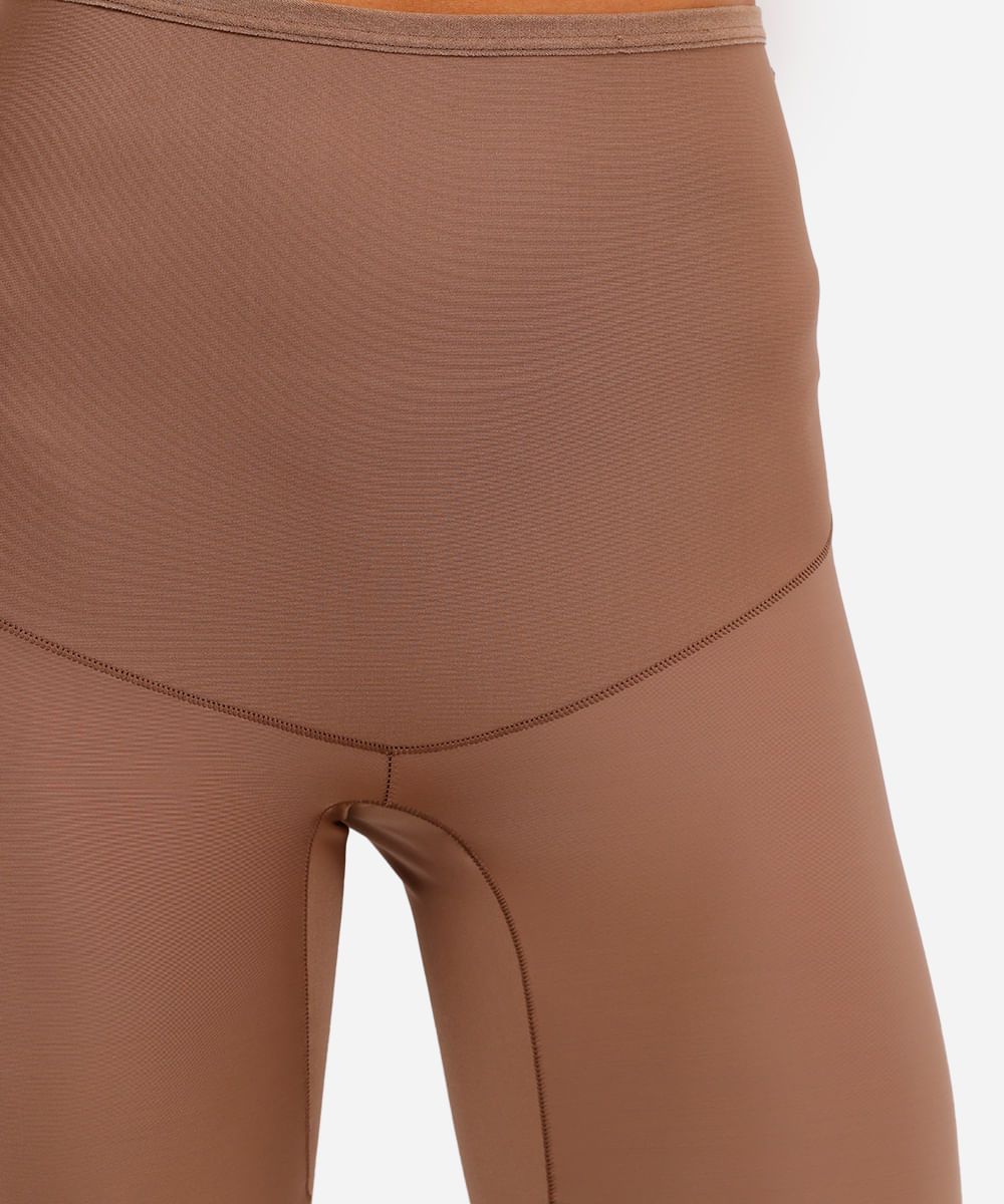 bermuda modeladora cintura alta corte a laser delrio marrom