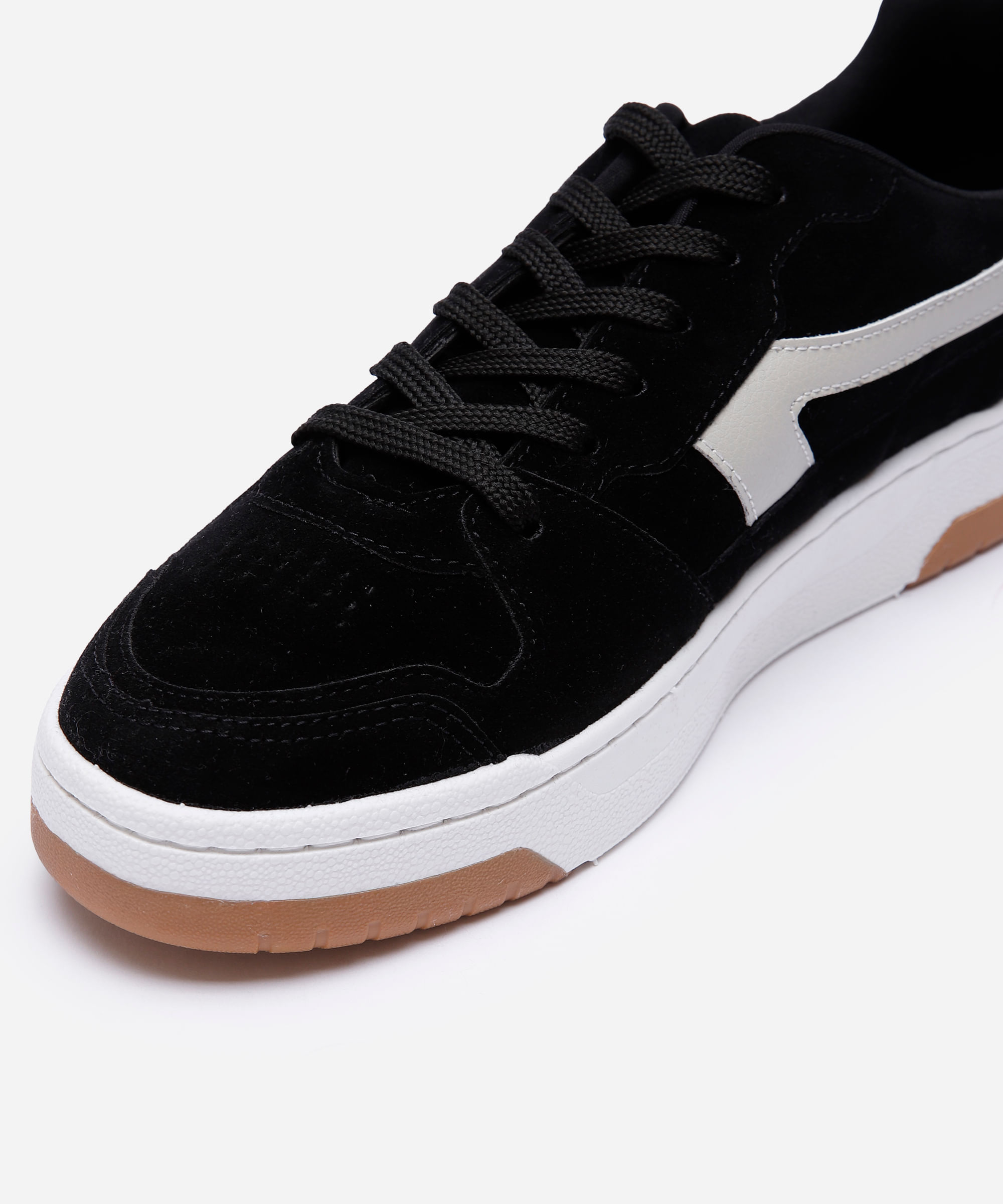 tênis masculino camurça recortes preto