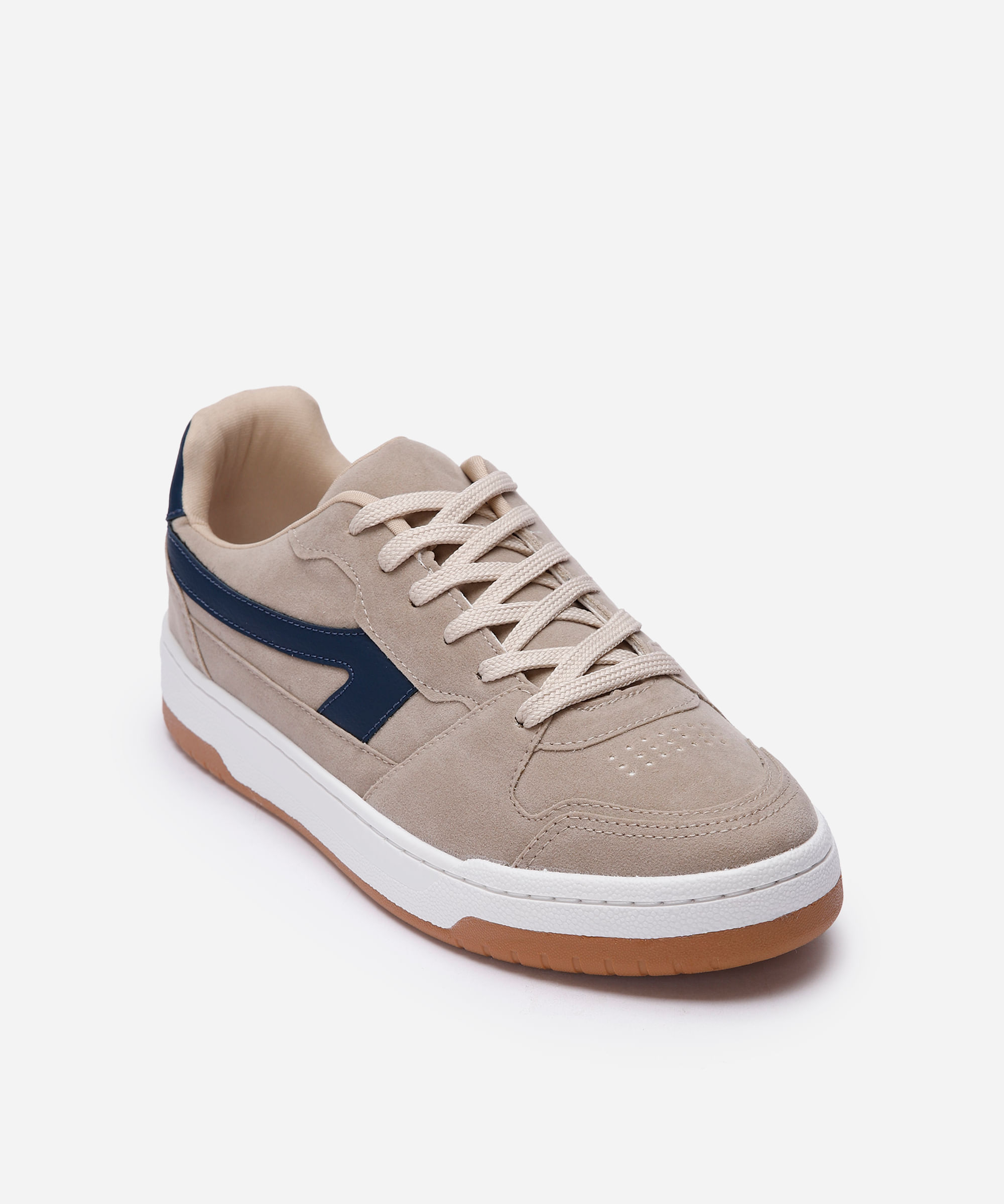 tênis masculino camurça recortes bege