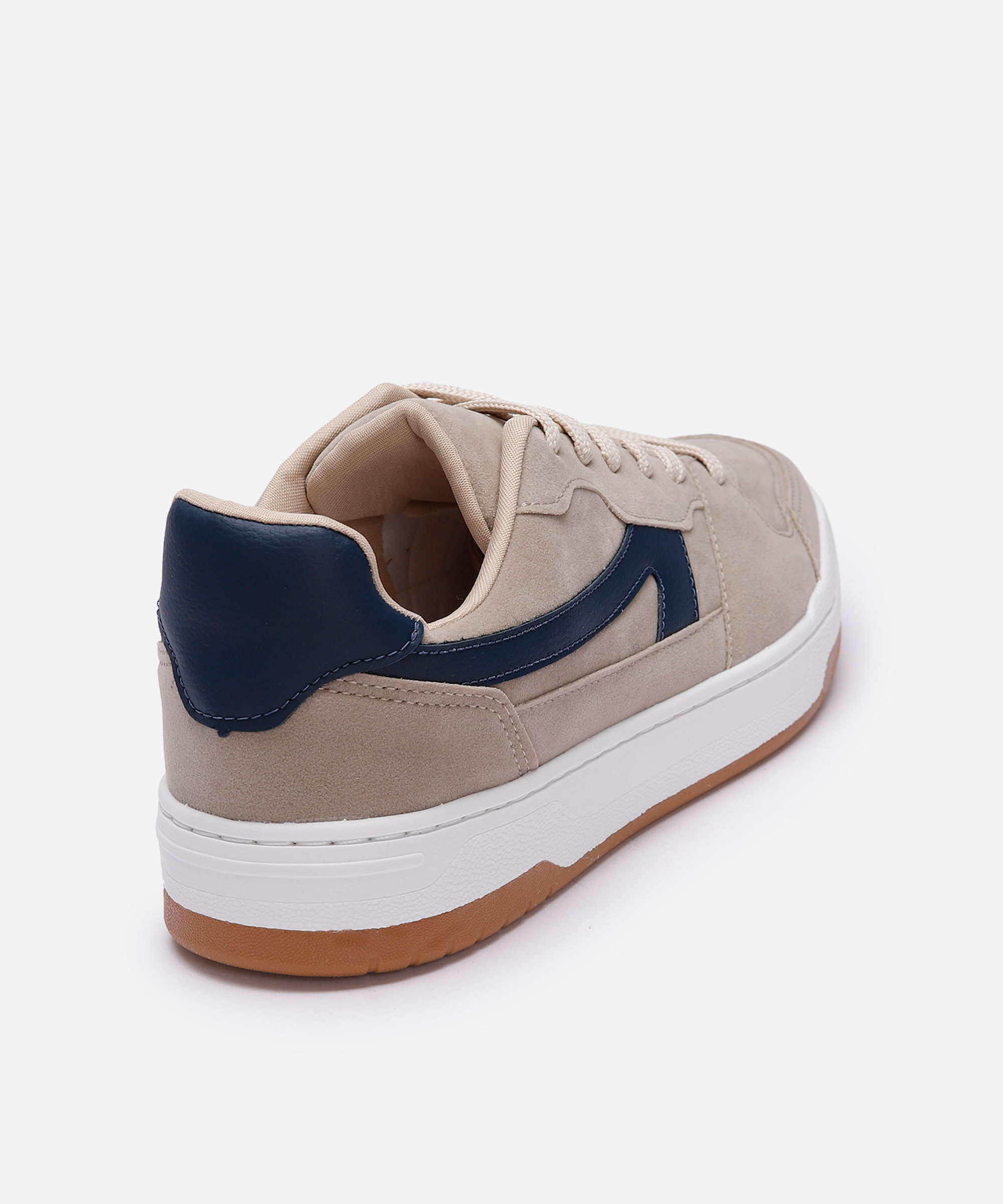 tênis masculino camurça recortes bege