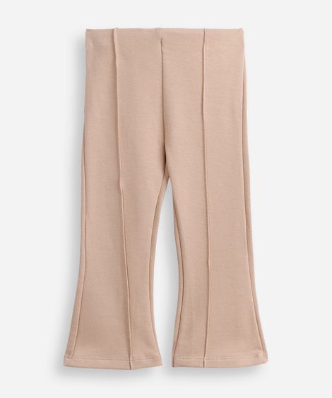 calça flare infantil nervura algodão bege