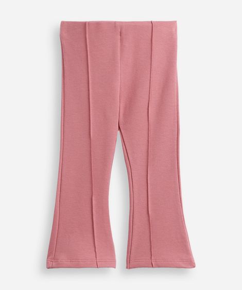 calça flare infantil nervura algodão rosa