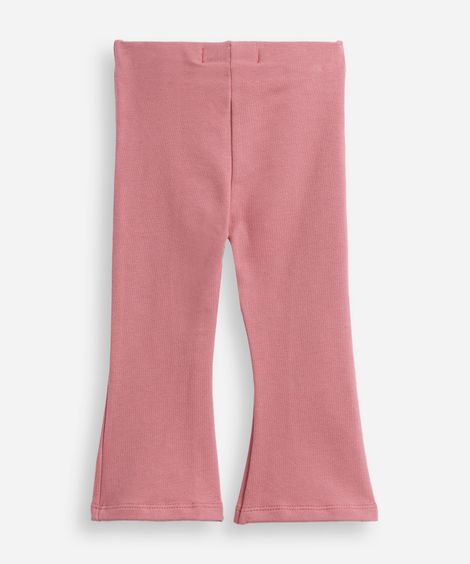 calça flare infantil nervura algodão rosa