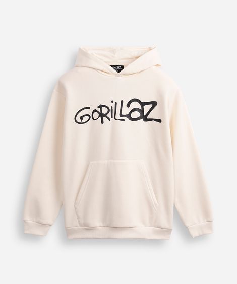 blusão de moletom juvenil com capuz gorillaz off white