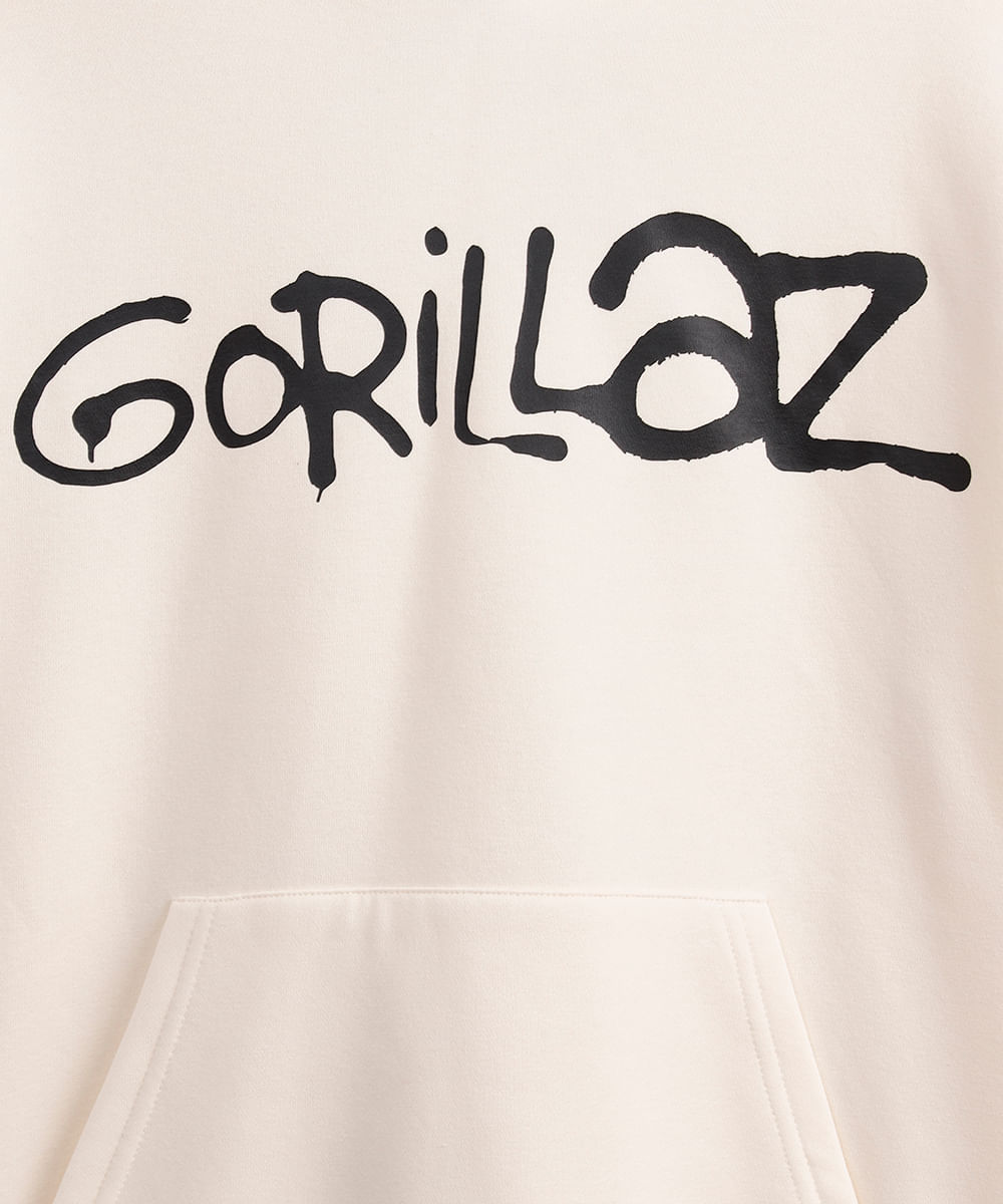 blusão de moletom juvenil com capuz gorillaz off white