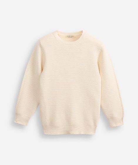 suéter de tricot infantil manga longa bege