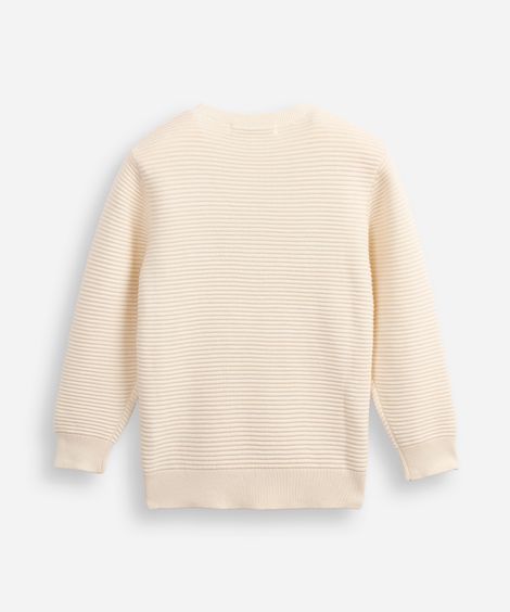 suéter de tricot infantil manga longa bege