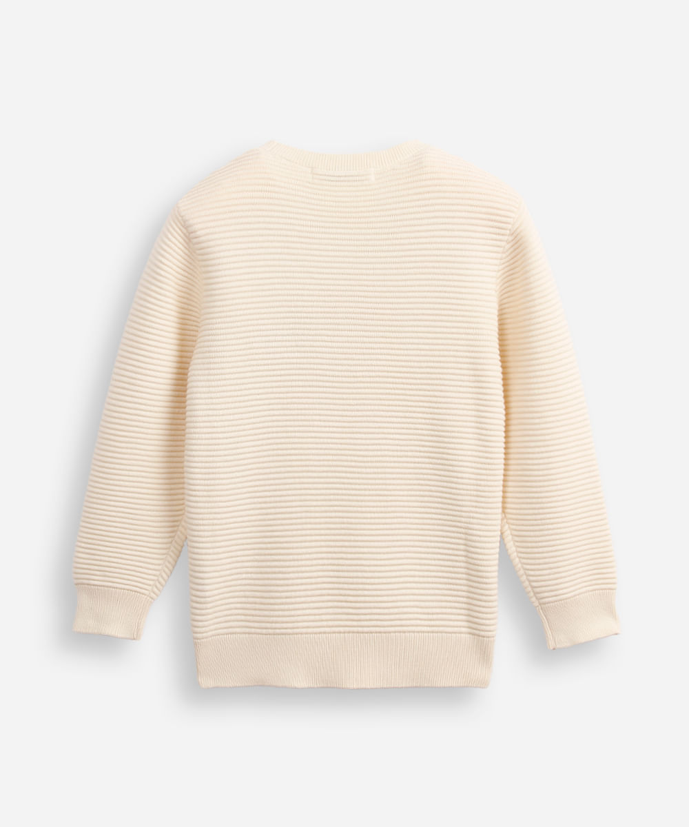 suéter de tricot infantil manga longa bege