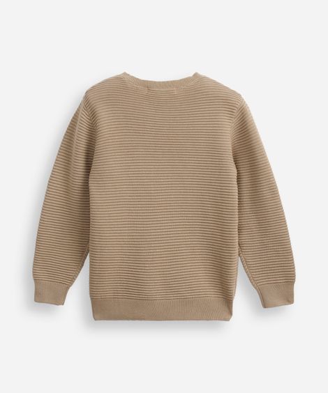 suéter de tricot infantil manga longa bege