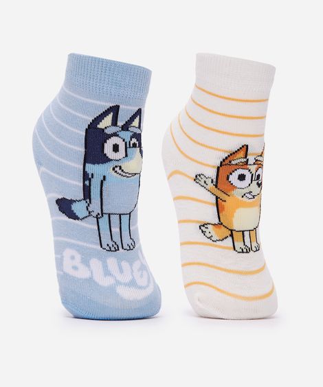 kit 2 meias cano médio bluey colorido