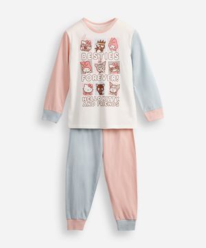 pijama longo infantil hello kitty e amigos colorido