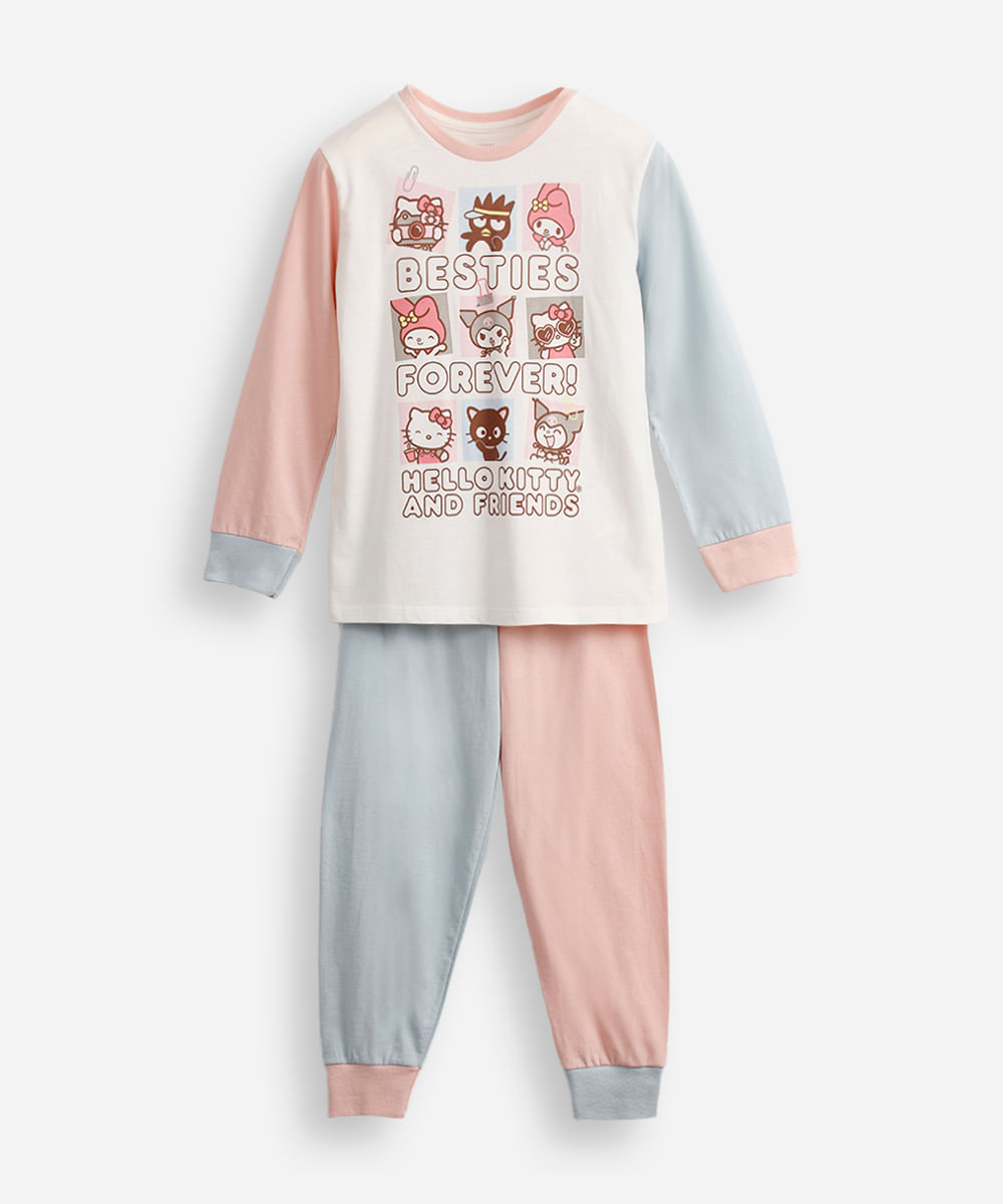 pijama longo infantil hello kitty e amigos colorido