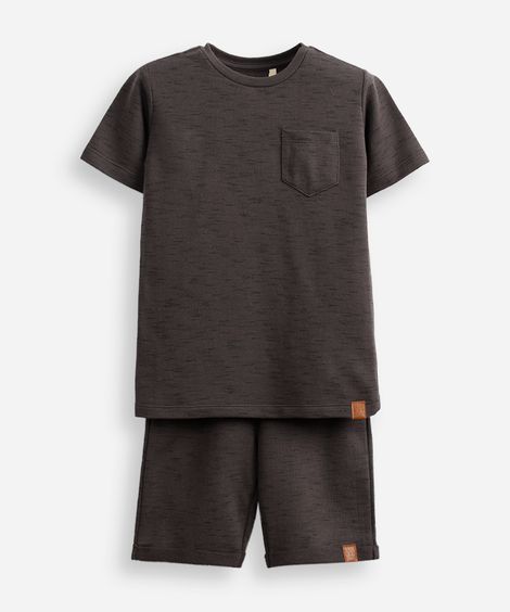 conjunto infantil de algodão mesclado cinza