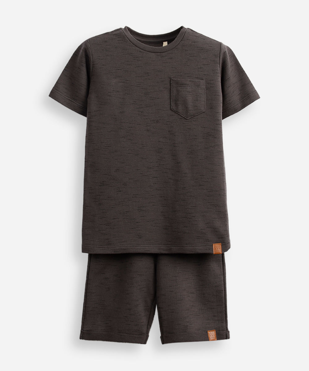conjunto infantil de algodão mesclado cinza