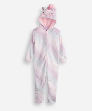 macacão infantil unicórnio fleece colorido