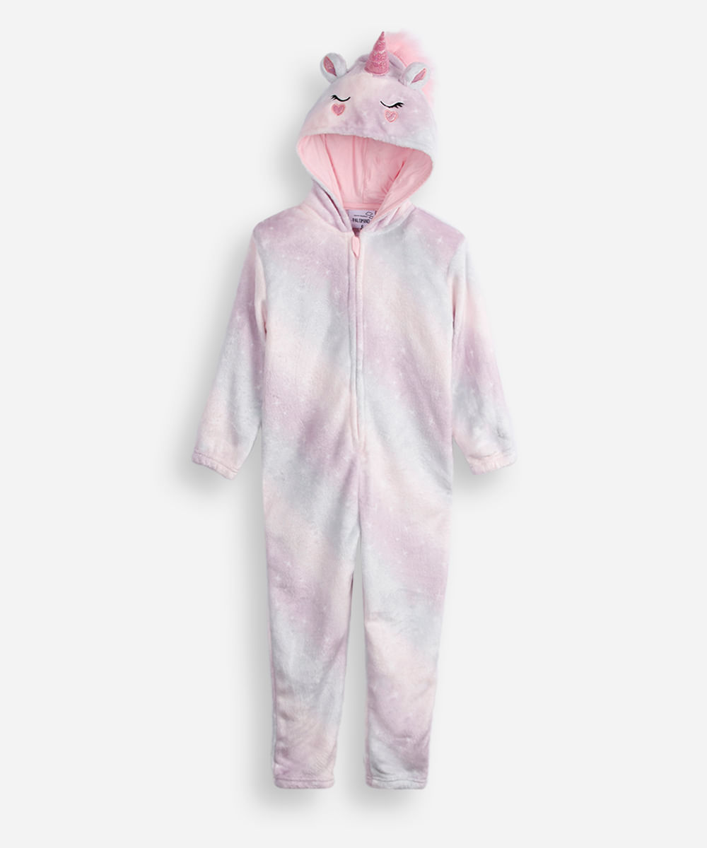 macacão infantil unicórnio fleece colorido