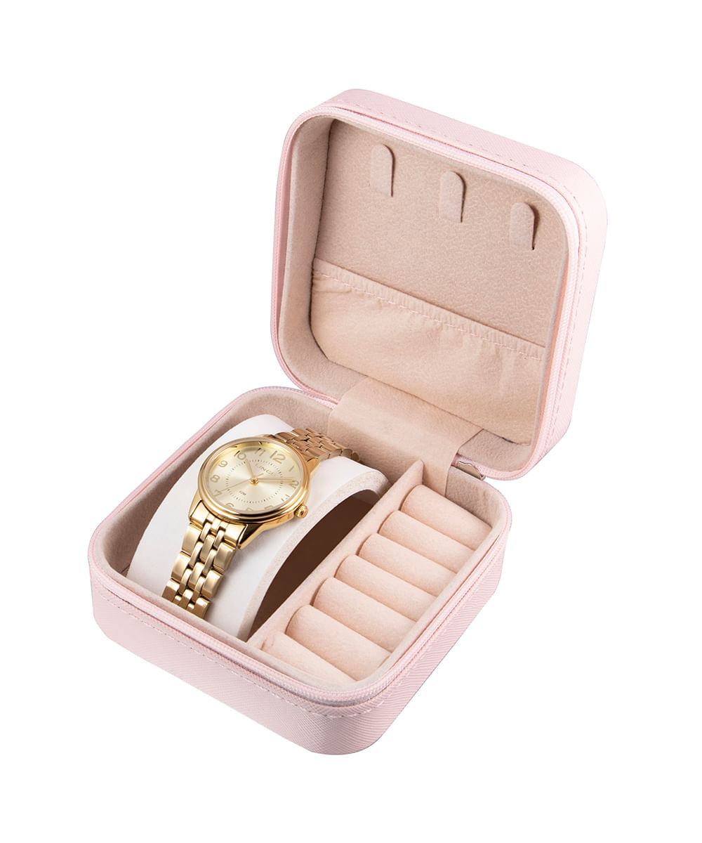 kit relógio feminino lince lrgm027l32 c2kx pj analógico dourado