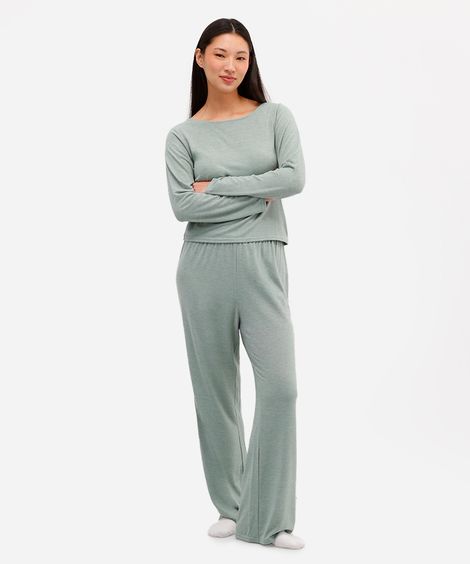 pijama longo feminino manga longa verde