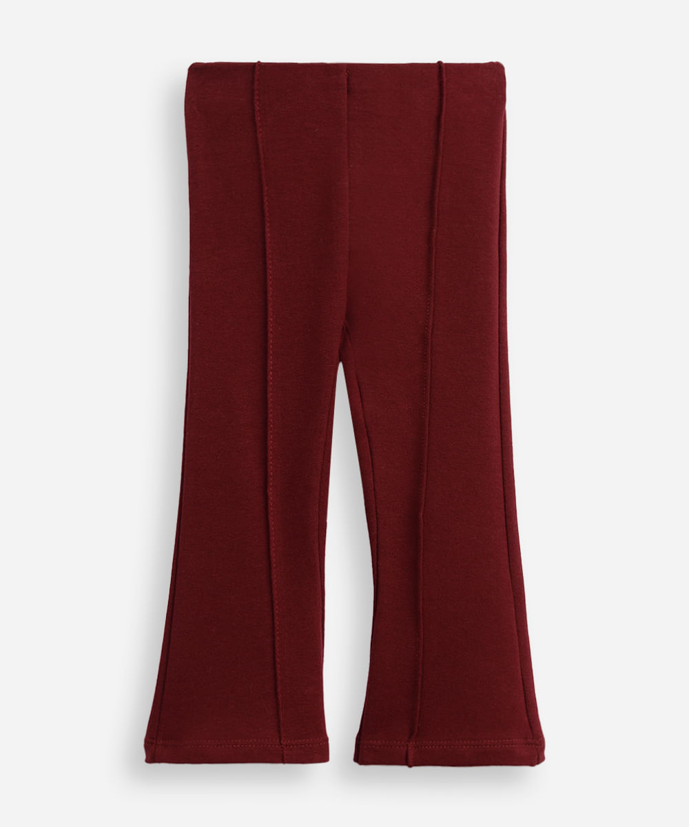 calça flare infantil nervura algodão vinho