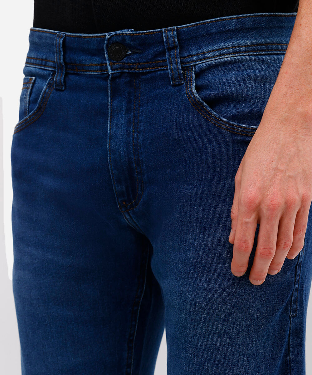 calça jeans slim azul escuro - jeans escuro