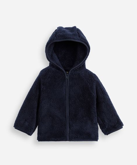 jaqueta de pelúcia infantil com capuz azul