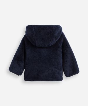 jaqueta de pelúcia infantil com capuz azul