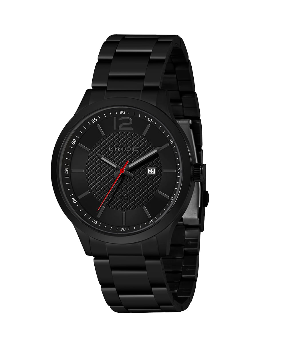 relógio masculino lince mrn4692lp2px analógico calendário preto
