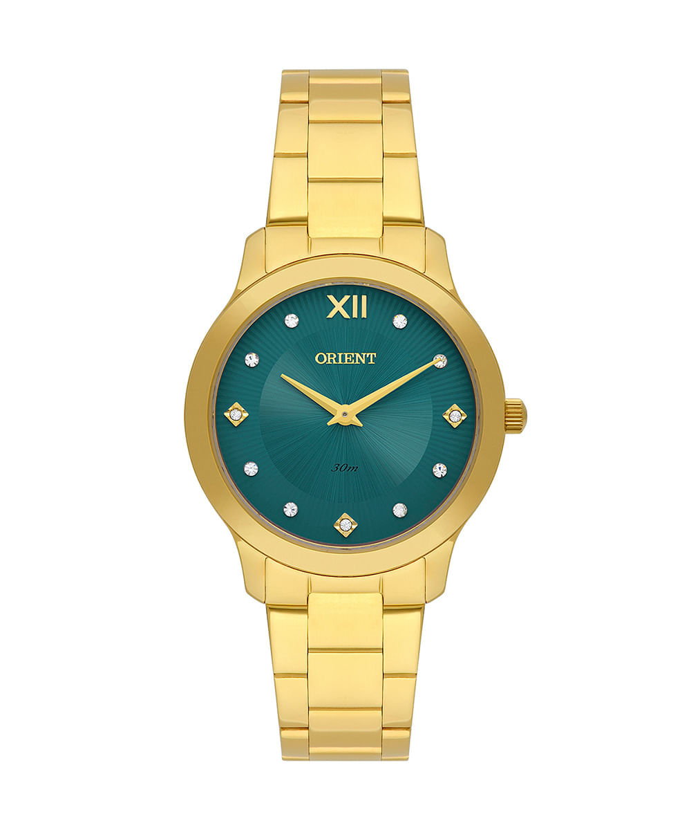 relógio feminino orient fgss0225e 3kx 0 analógico dourado