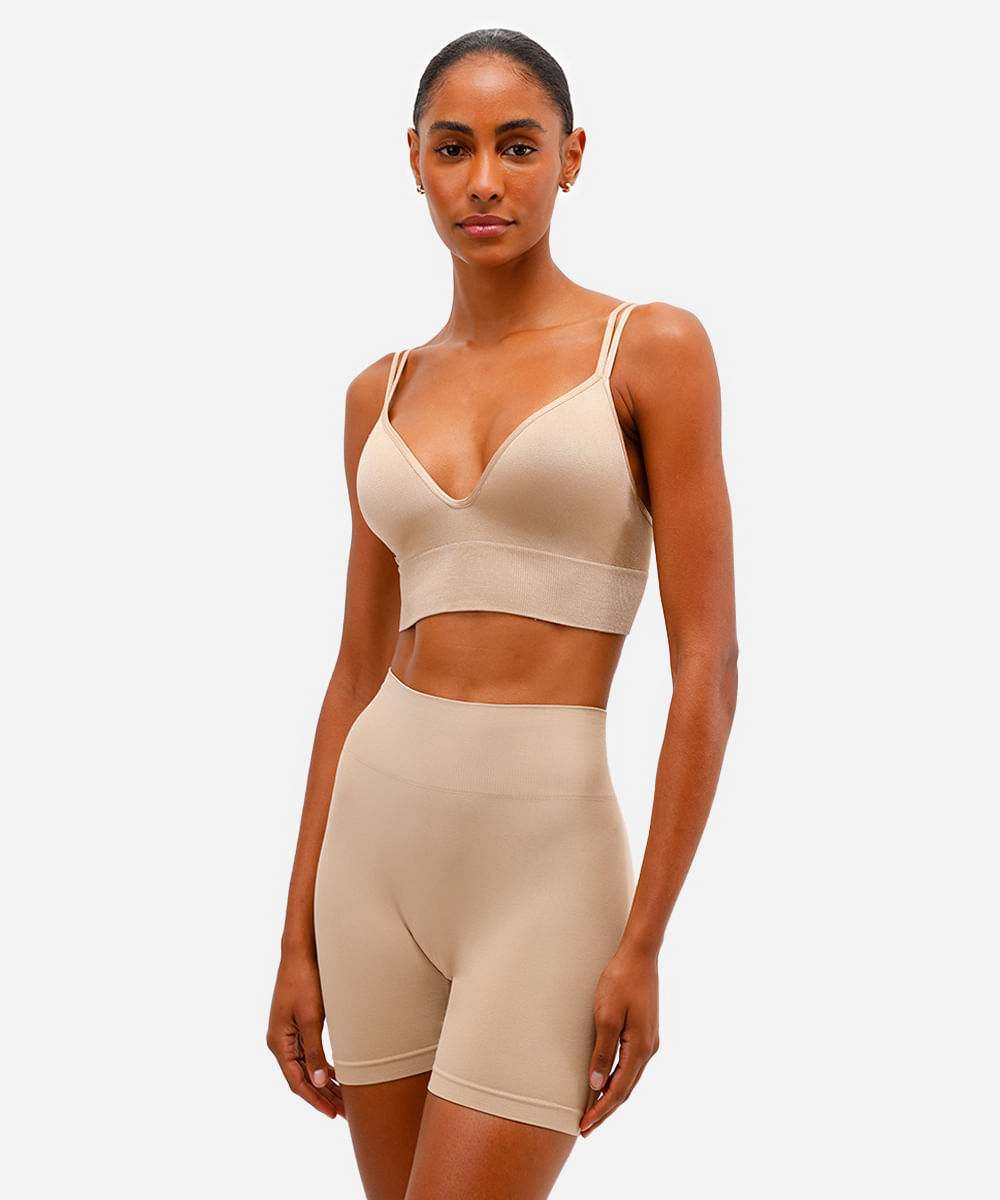 bermuda feminina sem costura bege