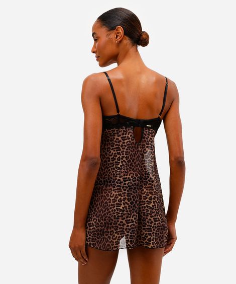 camisola feminina meia taça animal print bege
