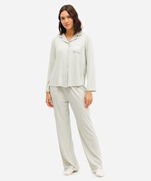 pijama americano feminino canelado verde