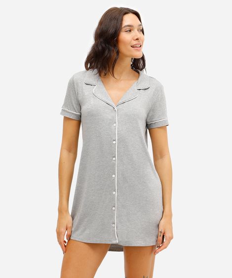 camisola feminina de viscose com nervuras cinza