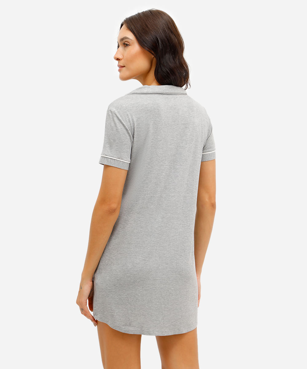 camisola feminina de viscose com nervuras cinza