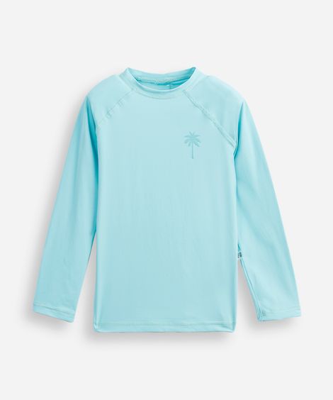 camiseta infantil manga longa proteção uv coqueiro - turquesa
