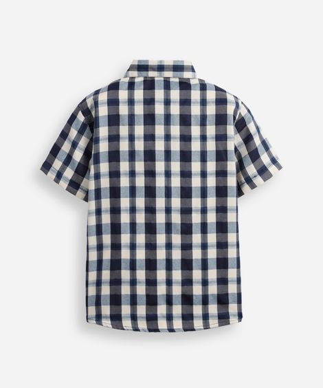 camisa infantil manga curta xadrez azul