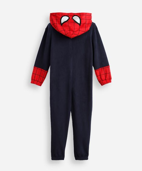 pijama longo infantil de fleece com capuz homem aranha vermelho